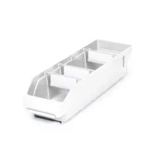 Magazijnbak 4012 Wit met 3 verdeelschotten en 4 labels 400x120x95mm (lxbxh)