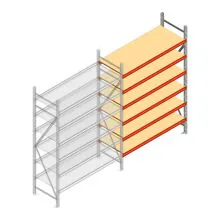 Grootvakstelling AR 2250x1610x600 mm (hxbxd) 6 niveaus verzinkt aanbouwsectie met voorgemonteerde frames