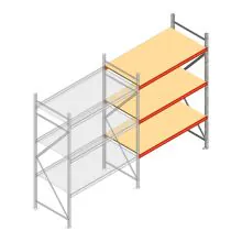 Grootvakstelling AR 2250x1610x800 mm (hxbxd) 3 niveaus verzinkt aanbouwsectie met voorgemonteerde frames