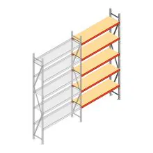 Grootvakstelling AR 3000x1610x400 mm (hxbxd) 5 niveaus verzinkt aanbouwsectie met voorgemonteerde frames