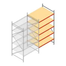 Grootvakstelling AR 3000x1610x1200 mm (hxbxd) 5 niveaus verzinkt aanbouwsectie met voorgemonteerde frames