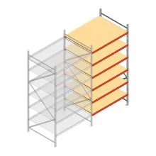 Grootvakstelling AR 3000x1610x1200 mm (hxbxd) 6 niveaus verzinkt aanbouwsectie met voorgemonteerde frames