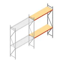 Grootvakstelling AR 3000x2010x600 mm (hxbxd) 2 niveaus verzinkt aanbouwsectie met voorgemonteerde frames