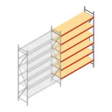 Grootvakstelling AR 3000x2010x600 mm (hxbxd) 6 niveaus verzinkt aanbouwsectie met voorgemonteerde frames