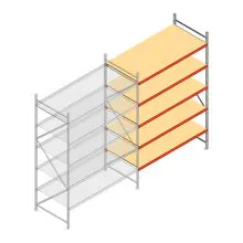 Grootvakstelling AR 3000x2010x1000 mm (hxbxd) 5 niveaus verzinkt aanbouwsectie met voorgemonteerde frames