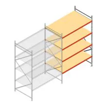 Grootvakstelling AR 3000x2010x1200 mm (hxbxd) 4 niveaus verzinkt aanbouwsectie met voorgemonteerde frames