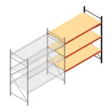 Grootvakstelling AR 2250x2250x1000 mm (hxbxd) 3 niveaus verzinkt aanbouwsectie met voorgemonteerde frames
