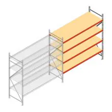 Grootvakstelling AR 2000x2700x900 mm (hxbxd) 4 niveaus verzinkt aanbouwsectie