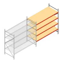 Grootvakstelling AR 2250x2700x1000 mm (hxbxd) 4 niveaus verzinkt aanbouwsectie met voorgemonteerde frames