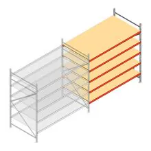 Grootvakstelling AR 2250x2700x1200 mm (hxbxd) 5 niveaus verzinkt aanbouwsectie met voorgemonteerde frames