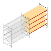 Grootvakstelling AR 2500x2700x1000 mm (hxbxd) 4 niveaus verzinkt aanbouwsectie met voorgemonteerde frames