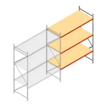 Grootvakstelling AR 3000x2700x1000 mm (hxbxd) 3 niveaus verzinkt aanbouwsectie met voorgemonteerde frames