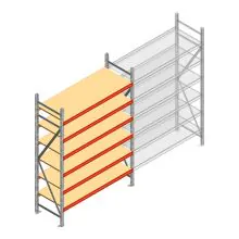 Grootvakstelling AR 2250x1850x600 mm (hxbxd) 6 niveaus verzinkt beginsectie met voorgemonteerde frames