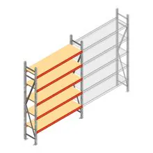 Grootvakstelling AR 2500x1610x500 mm (hxbxd) 5 niveaus verzinkt beginsectie met voorgemonteerde frames