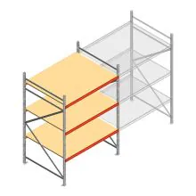 Grootvakstelling AR 2500x1610x1200 mm (hxbxd) 3 niveaus verzinkt beginsectie met voorgemonteerde frames
