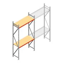 Grootvakstelling AR 3000x1850x600 mm (hxbxd) 2 niveaus verzinkt beginsectie met voorgemonteerde frames