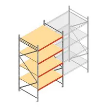 Grootvakstelling AR 3000x1850x1200 mm (hxbxd) 4 niveaus verzinkt beginsectie met voorgemonteerde frames