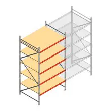 Grootvakstelling AR 3000x1850x1200 mm (hxbxd) 5 niveaus verzinkt beginsectie met voorgemonteerde frames