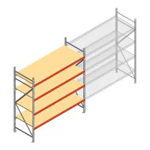 Grootvakstelling AR 2500x2250x600 mm (hxbxd) 4 niveaus verzinkt beginsectie met voorgemonteerde frames