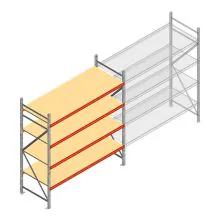 Grootvakstelling AR 2500x2250x800 mm (hxbxd) 4 niveaus verzinkt beginsectie