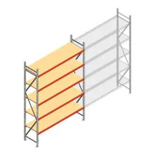 Grootvakstelling AR 3000x2010x600 mm (hxbxd) 5 niveaus verzinkt beginsectie met voorgemonteerde frames