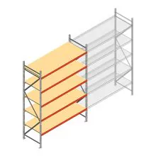 Grootvakstelling AR 3000x2010x800 mm (hxbxd) 5 niveaus verzinkt beginsectie