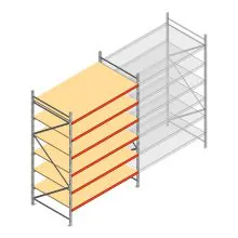 Grootvakstelling AR 3000x2010x1200 mm (hxbxd) 6 niveaus verzinkt beginsectie met voorgemonteerde frames