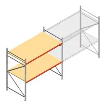 Grootvakstelling AR 2000x2700x1200 mm (hxbxd) 2 niveaus verzinkt beginsectie