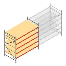 Grootvakstelling AR 2250x2700x1200 mm (hxbxd) 5 niveaus verzinkt beginsectie