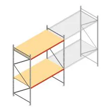 Grootvakstelling AR 3000x2700x1200 mm (hxbxd) 2 niveaus verzinkt beginsectie met voorgemonteerde frames