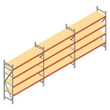 Voordeelrij grootvakstelling AR 2500x5030x600 mm (hxbxd) 4 niveaus met voorgemonteerde frames