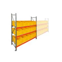 Bakkenkast AR 2000x2250x600 mm (hxbxd) 3 niveaus met 15 euronormbakken geel beginsectie