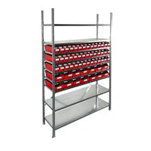 Bakkenkast 2.000x1.300x400mm met 56 bakken / 224 posities Rood