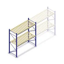 Gebruikte Stow palletstelling 2550x3600x1100 mm (hxbxd) 2 niveaus beginsectie met vlonders