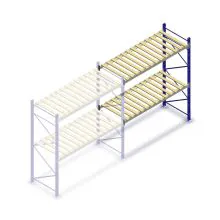 Gebruikte Stow palletstelling 2550x3600x1100 mm (hxbxd) 2 niveaus aanbouwsectie met vlonders