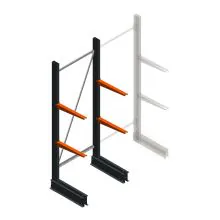 Lichte draagarmstelling BR enkelzijdig 2000x750x500 mm (hxbxd) 2 niveaus beginsectie