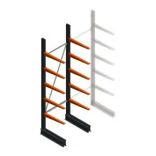 Lichte draagarmstelling BR enkelzijdig 2500x750x600 mm (hxbxd) 5 niveaus beginsectie