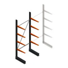 Lichte draagarmstelling BR enkelzijdig 2500x1000x600 mm (hxbxd) 4 niveaus beginsectie