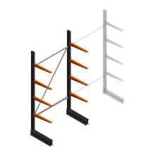 Lichte draagarmstelling BR enkelzijdig 2500x1250x600 mm (hxbxd) 4 niveaus beginsectie