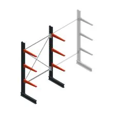 Medium draagarmstelling BR enkelzijdig 2500x1500x600mm (hxbxd) 3 niveaus beginsectie 425/arm