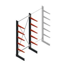 Medium draagarmstelling BR enkelzijdig 3000x1250x600mm (hxbxd) 5 niveaus beginsectie 290/arm
