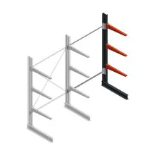 Medium draagarmstelling BR enkelzijdig 2500x1500x800mm (hxbxd) 3 niveaus aanbouwsectie 340/arm