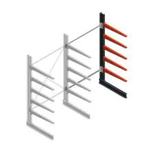 Medium draagarmstelling BR enkelzijdig 2500x1500x800mm (hxbxd) 5 niveaus aanbouwsectie 340/arm