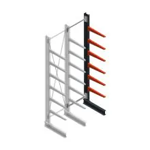 Medium draagarmstelling BR enkelzijdig 3000x750x600mm (hxbxd) 6 niveaus aanbouwsectie 290/arm