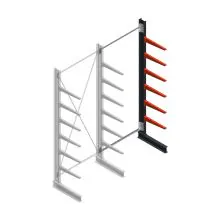 Medium draagarmstelling BR enkelzijdig 3000x1250x600mm (hxbxd) 6 niveaus aanbouwsectie 425/arm