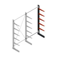 Medium draagarmstelling BR enkelzijdig 3000x1500x600mm (hxbxd) 5 niveaus aanbouwsectie 425/arm