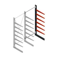 Medium draagarmstelling BR enkelzijdig 3000x1250x800mm (hxbxd) 6 niveaus aanbouwsectie 340/arm