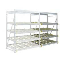 Flowrack doorrolstelling 2304x1840x1230mm 4 niveaus recht aanbouwsectie