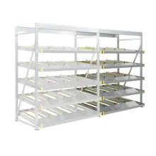 Flowrack doorrolstelling 2304x1840x1230mm 5 niveaus schuin aanbouwsectie
