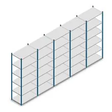Voordeelrij legbordstelling Medium Duty 2500x5000x600 mm (hxbxd) 6 niveaus blauw